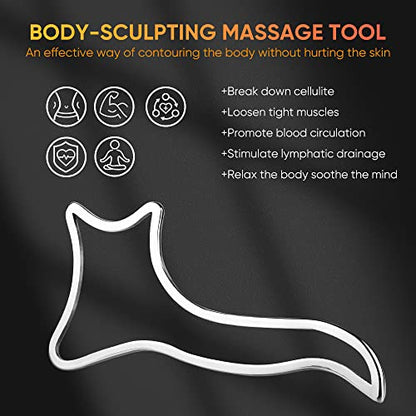 Ice Gua Sha Muscle Scraper, Stainless Steel Massage Therapy Tools - Body Sculpting, Maderoterapia Kit Colombiana for Lymphatic Drainage, Anti Cellulite, Deep Tissue - size: Board