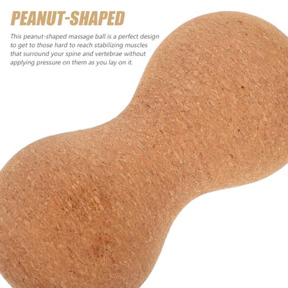 Alipis Peanut Deep Tissue Massage Ball Cork Wood Dual Mobility Massager for Muscle Relief Trigger Point Therapy Yoga Fitness and Travel