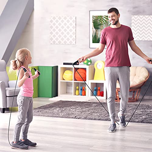 Jump Rope, Tangle-Free Rapid Speed Jumping Rope Cable with Ball Bearings for Women, Men, and Kids, Adjustable Steel Jump Rope with Foam Handles for Home Gym Exercise Fitness Workout Equipment & Slim Body - color: Black+Black