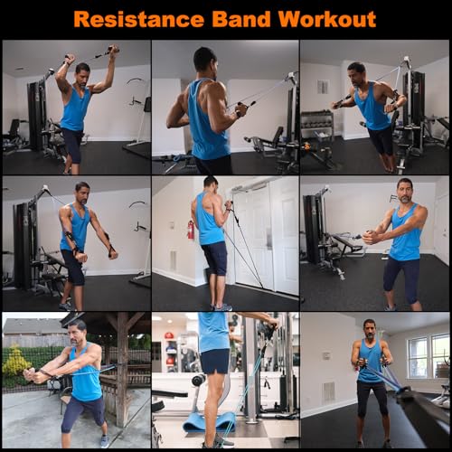 Resistance Bands Set with Separate Outdoor Anchor, KAKICLAY Exercise Bands for Indoor and Ourdoor Use, Versatile Resistance Bands for Men and Women