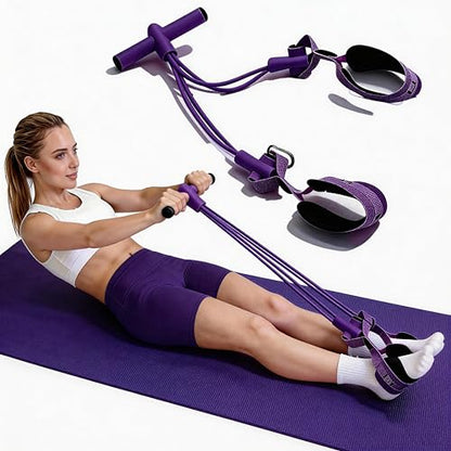 Fitness Resistance Bands with 4 Tube Pedal Ankle Puller, Elastic Yoga Pedal Stretch Band for Exercise, - color: Purple