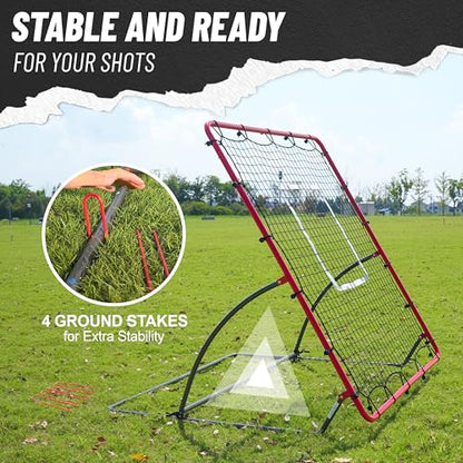 Heavy Duty Baseball Rebounder Net Pitchback, Baseball and Softball Bounce Back Net for Ground, Line Drive, Fly Ball Return Settings Fielding Trainer