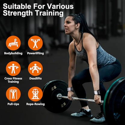 Weight Lifting Wrist Strap, Double Layer Leather Wrist Strap for Deadlift and Powerlifting, Adjustable Neoprene Padded Wrist Wraps, for Men & Women, 1 Pair - color: Grey