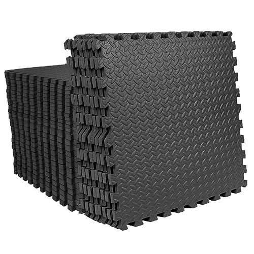 Mat Block APM36001BK Torin Interlocking Foam Exercise Floor Mats: 144 SQ FT, 1/2 inch, 36 Tiles, EVA Gym Mat Flooring, Exercise Equipment Mat for Home Gym Equipment, Black - color: Black, size: 144 sq ft, style: 0.5 Inch