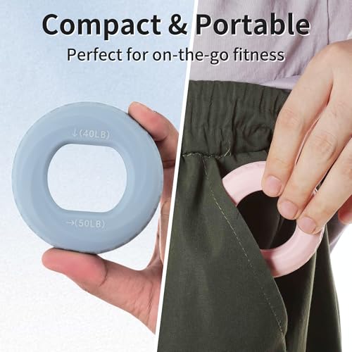 Hand Grip Strengthener, Adjustable Strength Grip, Silicone Grip Circle, for Men Adult, 2 Pcs - color: Pink & Sky Blue(40/50LB,20/30LB)