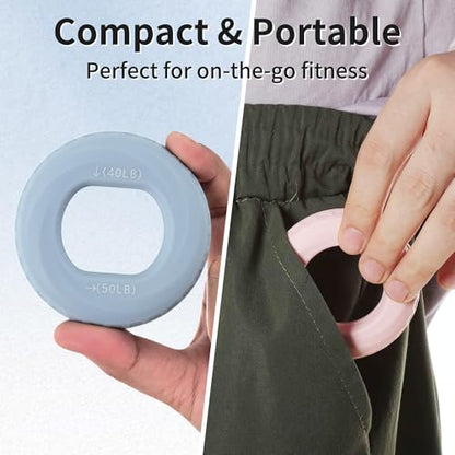 Hand Grip Strengthener, Adjustable Strength Grip, Silicone Grip Circle, for Men Adult, 2 Pcs - color: Pink & Sky Blue(40/50LB,20/30LB)