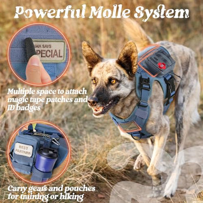 rabbitgoo Tactical Dog Harness X-Large, Heavy Duty Military No Pull Vest - color: Blue, size: X-Large