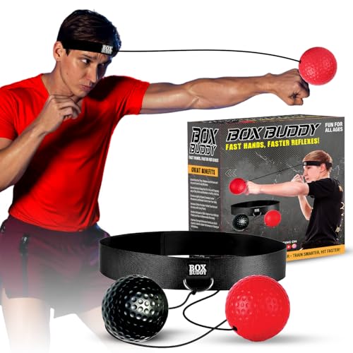 Boxing Reflex Ball for Adults and Kids - Includes 2 Balls with Strings and Adjustable Headband, Improve Reacting Time, Punching Speed, Eye Coordination, and Sharpen Reflexes