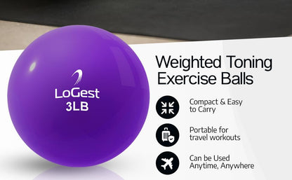 Logest Weighted Toning Exercise Balls Pair - Round Shape Medicine Ball - 1LB 2LB 3LB 4LB 5LB 6LB Available - Toning Muscle for Men & Women - size: 6LB - Pair