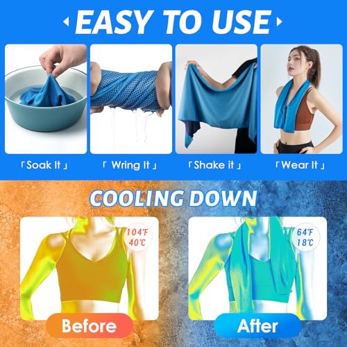 CIVPOWER 4 Pack Cooling Towels (40"x12"): Breathable Cooling Towel for Neck and Face - Microfiber Soft Chilly Towel for Yoga Gym Sport Running Workout Camping Climb