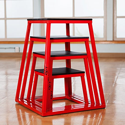JFIT Plyometric Boxes - Made in Taiwan NO Assembly Required Single - Height Box Set and Adjustable Box Options Plyometric Platform and Jumping Agility Box for Training Conditioning Strength Training - style: 12" Height (Single Plyo Box)