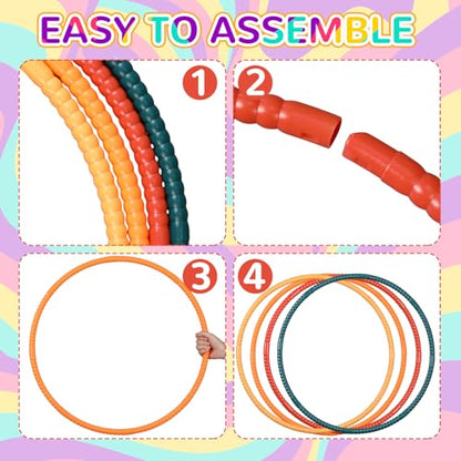 Syhood 12 Pcs Hoops for Kids Plastic, Yellow Green - color: Yellow Green