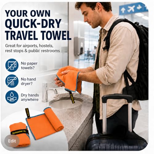 Backpacking Ultralight Quick Dry Microfiber Soft Fast Drying Hand and Face Towel Wash Cloth Camping Yoga Hiking Active Lifestyle Small (Orange, Small)