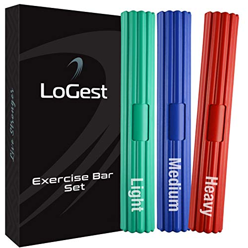 Logest Twist Hand Exerciser Bars for Physical Therapy - Relieves Tendonitis Pain & Improve Grip Strength - Tennis Elbow, Golfer's Elbow, Tendonitis, Wrist, Forearms Pain Relief Hand Therapy Bar - color: 3 Piece Set - Green Blue Red - Light Medium Heavy