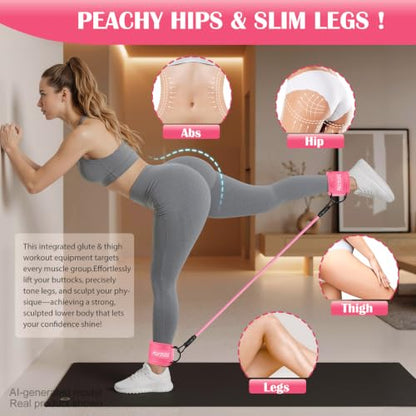 Ankle Resistance Bands with Cuffs & Fabric Resistance Bands Set - Legs & Glutes Workout Equipment for Women & Men, Home Gym Heavy Exercise Bands for Hip, Yoga, Strength Training, Rehab, Pilates - style: Pink-1