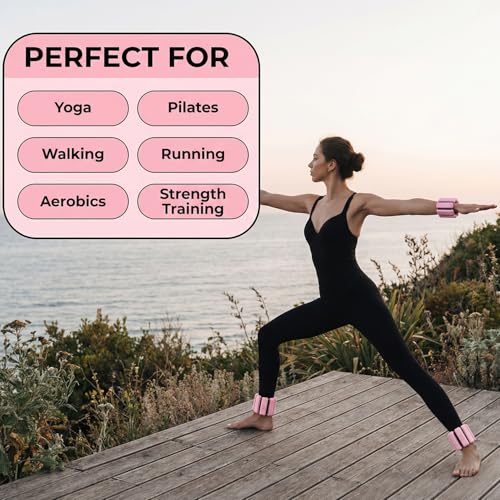Unleash Your Potential! Ankle & Wrist Weights for Women – Adjustable Silicone Arm/Leg Set for Pilates, Yoga, Walking & Strength Training - color: pink 0.5 lbs per hand
