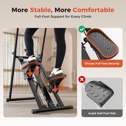Sportneer Foldable Stair Stepper for Home Gym, Adjustable Resistance, Vertical Climber with Handlebar, Extended Step Range for Full-Body Workouts with 440lbs Weight Capacity