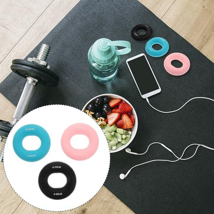 3pcs Silicone Finger Strength Trainer Set, Hand Grip Strengthener Rings with Dual Resistance (20-30lbs Pink, 40-50lbs Blue, 70-80lbs Black) for Finger, Forearm, and Wrist Workout