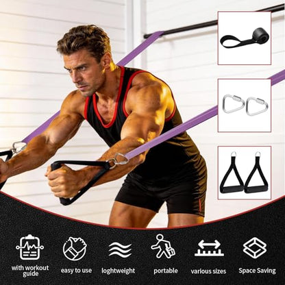 Nexora Resistance Bands Set, 5 Pack 8-125 lbs Natural Rubber Exercise Bands with Door Anchor Soft Handles Storage Bag, Heavy Duty Workout Bands for Men Women Home Gym Yoga Pilates Physical Therapy