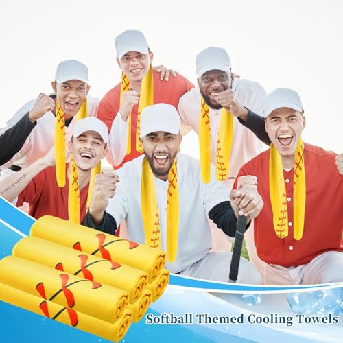 24 Pcs Softball Cooling Towel 40"x12" Sport Towels Breathable Chilly Baseball Ice Towel Fast Drying Microfiber Towel for Coach Team Gift Sport Party Favors (Yellow)