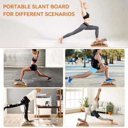 Slant Board for Calf Stretching | Adjustable Portable Wooden Incline Board | 300 Lbs Weight Capacity | Calf Stretch Wedge for Leg, Knees, Heel, Ankle & Stretching