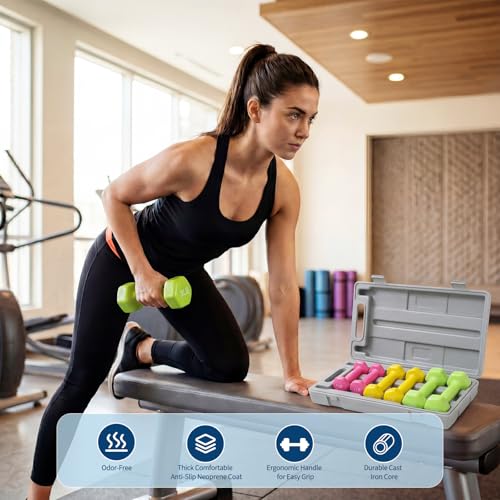 Dumbbell Set for Women and Men,Neoprene Coated Free Hand Weights Set - color: Smooth Surface, size: 1+2+3 lbs