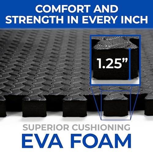 1.25" Jiu Jitsu/BJJ/Grappling/Wrestling Puzzle Mats — Designed in Texas, Premium EVA Foam Interlocking Tiles, 24 sq ft / 6 Tiles, Non-Slip, High-Density