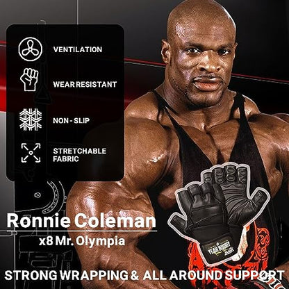 Schiek Ronnie Coleman Signature Series Lifting Gloves - Weight Lifting Grip Gloves