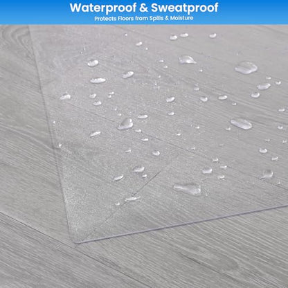 PVC Treadmill Walking Pad Mat, 100 * 35 Inch Transparent Exercise Bike Mat for Carpet & Hardwood Floors, Non-Slip Hardwood Floors Protector for Bike, Elliptical, Treadmill