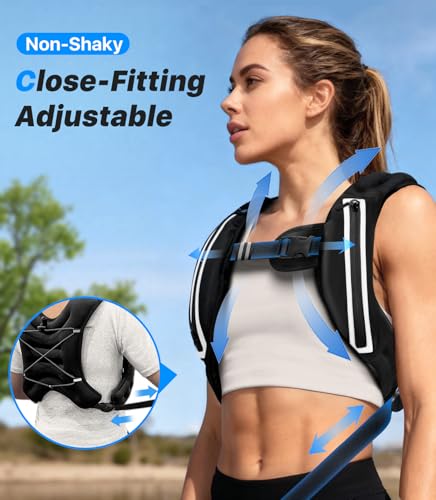 Weighted Vest Woman Man,8/12/16/20lbs Weight Vest with Plus Storage Pockets&Adjustable Straps,Durable Rucking Vests with Reflective Stripe for Walking,Running,Workout,Training, Weight Loss