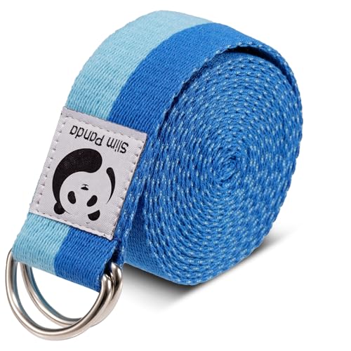 Slim Panda Yoga Strap for Stretching,Cotton Yoga Strap with Adjustable D-Ring Buckle,Non-Elastic Yoga Belt for Pilates,Gym Workouts,Physical Therapy,Improve Flexibility - color: Navy Blue, size: 6 Feet