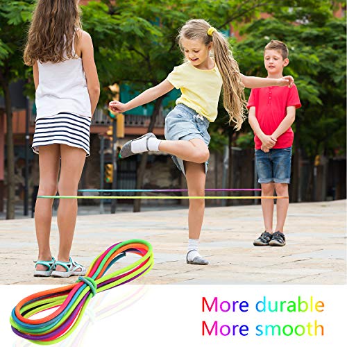 Gejoy 5 Pieces Chinese Jump Ropes Colorful Stretch Rope Elastic Rubber Twist Fitness Game for Outdoor Indoor Play Exercise Toys