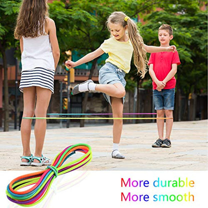 Gejoy 5 Pieces Chinese Jump Ropes Colorful Stretch Rope Elastic Rubber Twist Fitness Game for Outdoor Indoor Play Exercise Toys