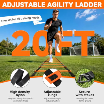 Agility Ladder, Soccer Football Training Equipment Agility & Speed Training - color: Orange