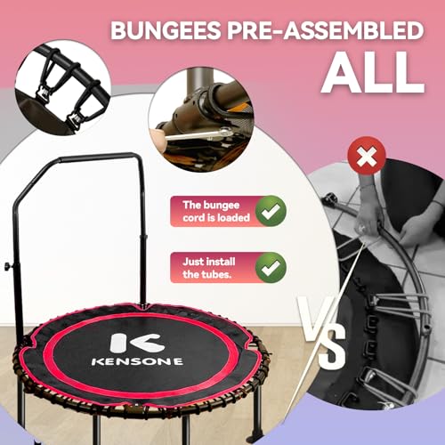 K KENSONE 40/48" Rebounder Trampoline for Adults, Bungee, 450/550 LBS Quiet - color: Blue A, size: 48" U-Bar