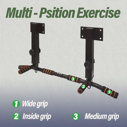ptlsy Wall Mounted Pull Up Bar Multifunctional with Multi-grip Chin Up Bar Heavy Duty Dip Station for Home Gym Indoor Workout, Fitness Equipment, Dip Stand Supports to 440 Lbs - style: Joist Mounted Style