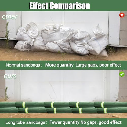4PCS Sand Bags for Flooding, Reusable Quick Dam Flood Barriers for Home & Outdoor Water Barrier with Elastic Band, 4'X 7" Flood Prevention Sandbag Thickened Canvas Sand Bags with Sand Shovel