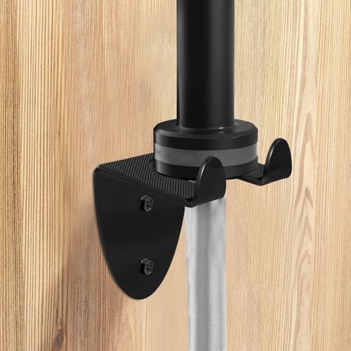Mikikit Barbell Wall Rack Heavy Duty Steel Barbell Storage Holder with Resistance Bands Rack Home Gym Organizer Space-saving for Fitness Room