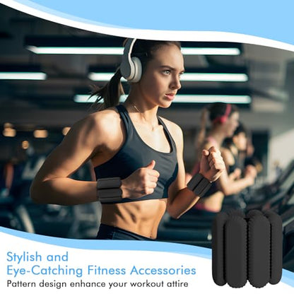 Wrist Ankle Weights for Women, Adjustable Ankle Weights Strength Training Silicone Bracelets Workout Wrist Ankle Weights for Men Women Yoga Running Dance Ankle Arm Leg Weights (2lb) - color: Black