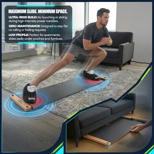 Adjustable Slide Board (5ft or 6ft) – Premium Lateral Training Board for Hockey, Speed, Agility & Home Fitness | Includes Booties & Glide Spray