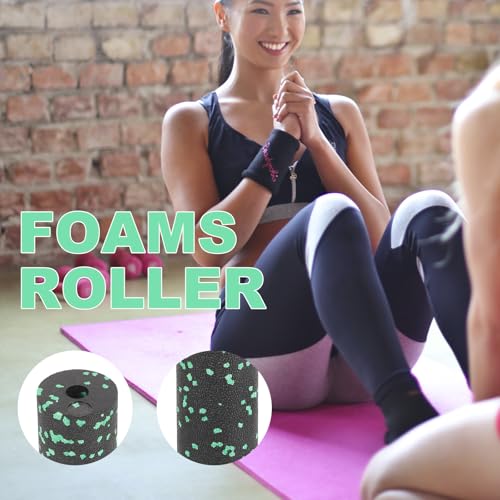 IMIKEYA Portable Compact Exercise Foam Roller for Muscle Massage, Lightweight Hollow Fitness Massager for Legs and Body, Green Travel-Friendly Massage Column for Exercise and Relaxation