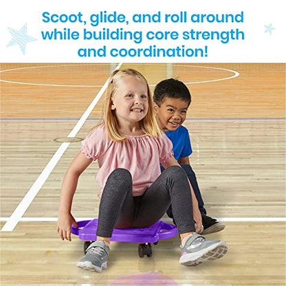 hand2mind Blue Indoor Scooter Board with Handles, Sit Down Floor Scooter, Gym Activities for Kids, Indoor Sport Recess Games, Physical Education Equipment, Gross Motor Toys