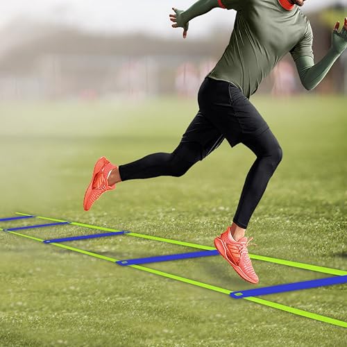 20ft Adjustable Agility Speed Ladder Training Ladder with Carry Bag - Soccer, Speed, Football Fitness Feet Training - Agility Training Equipment for Footwork Drills