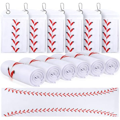 12 Pack Baseball Cooling Towels, Sports Towels with Bags, 40"x12" Breathable Chilly Towel, Microfiber Towel for Baseball Sport Team Gift - color: White, Red, style: Baseball