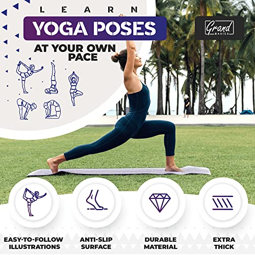 Instructional Yoga Mat with Carrying Strap: Cute Yoga Mat with 75 Illustrated Yoga Poses + 75 Easily-Followed Stretching Exercises - 1/4” Thick, Non-Toxic, Non-Slip Yoga Mats for Women and Men - color: Blue/Purple (72" x 32")