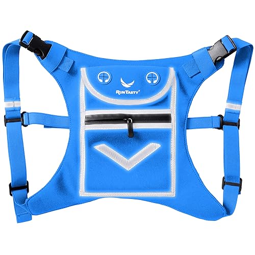 Running Mini Backpack Vest for Men & Women - Hi-viz gear, Holds Valuables, any Phone - Ideal for Fitness, Walking, Cycling! - color: Sky Blue