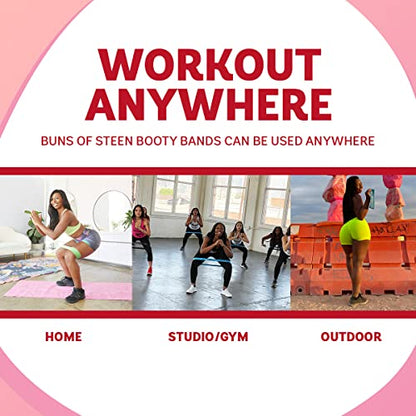 Nicole Steen's Buns of Steen Booty Bands Resistance Loops Exercise Bands Workout Equipment Glute Bands Resistance Band Set of 3 for Glute and Leg Exercise