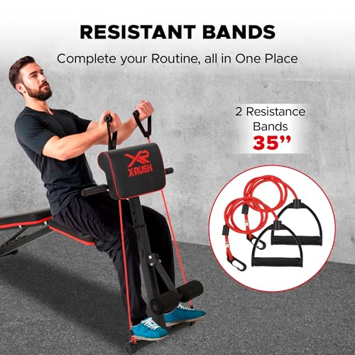 Multi-functional folding weight bench, adjustable weight bench, with 7 positions backrest adjustment and 2 training straps, 600 lbs capacity, suitable for full body workouts