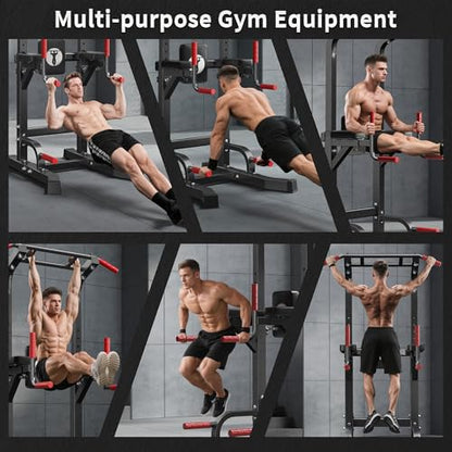 SogesHome Multifuntional Power Tower Pull Up Bar Dip Station for Home Gym - color: Black