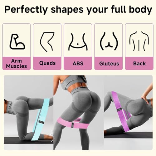 Resistance Bands for Working Out, Fabric Exercise Bands for Legs and Butt, Workout Bands for Women & Men, Booty Band for Yoga Starter Set, Pilates, Rehab, Fitness and Home Workout